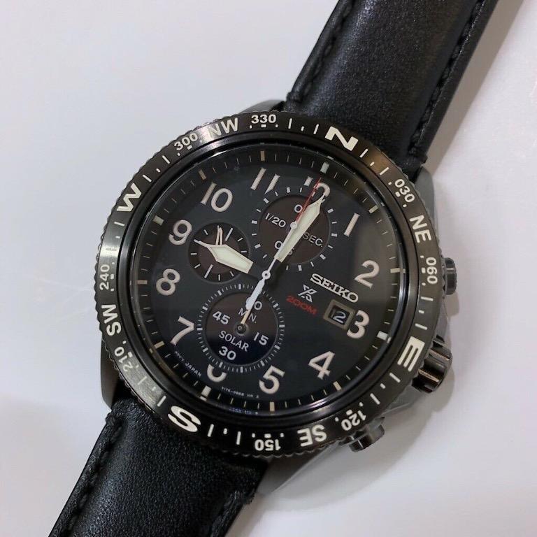 BNEW AUTHENTIC SEIKO SSC707P1 Prospex Solar Chronograph Black Leather Watch P20 990 Luxury Watches on Carousell