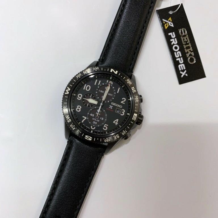 BNEW AUTHENTIC SEIKO SSC707P1 Prospex Solar Chronograph Black Leather Watch P20 990 Luxury Watches on Carousell