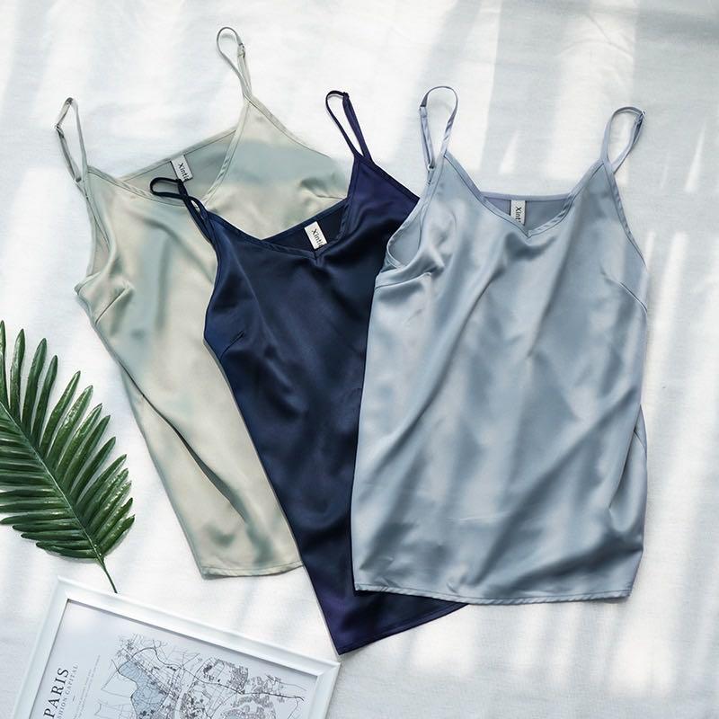 navy satin camisole