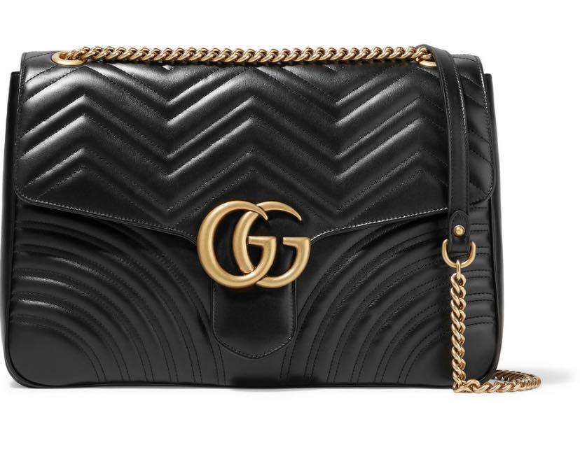 Gg marmont large chevron clearance quilted leather shoulder bag