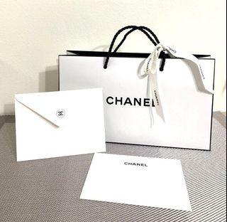 Chanel Paper Bag + Gift Card set / Ribbon