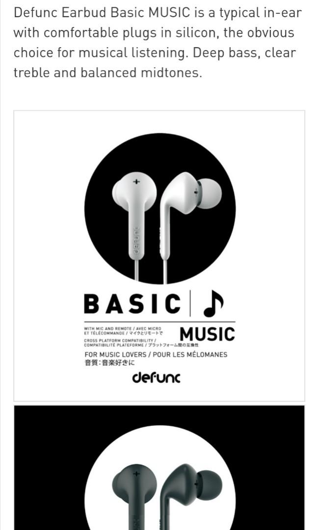 Defunc Earbud Basic (Music) （分類：樂器配件）位於 Hong Kong。 由 oswald_tsang 提交（商品編號 1037319821，圖片 3）。簡介： 近期呼聲好高嘅Defunc係瑞典品牌 呢隻係入門級聽歌用有線耳機，平平地可以俾各位試下defunc嘅聲先 低音雄厚，中音清晰，三聲平衡都唔錯 聽歌一流，啱嗮帶唔慣藍牙耳機，又追求音質嘅人 HKTV MALL賣緊$99，而家直接四折出售 原裝行貨。