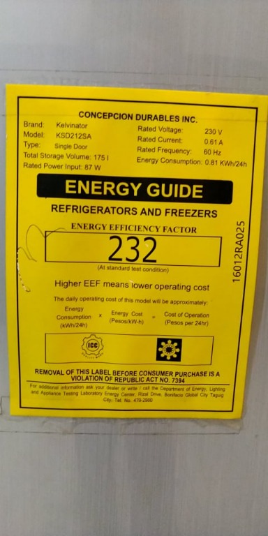 Kelvinator Ksd212sa R 6 2 Cu Ft Single Door Refrigerator Tv Home Appliances Kitchen Appliances Refrigerators And Freezers On Carousell