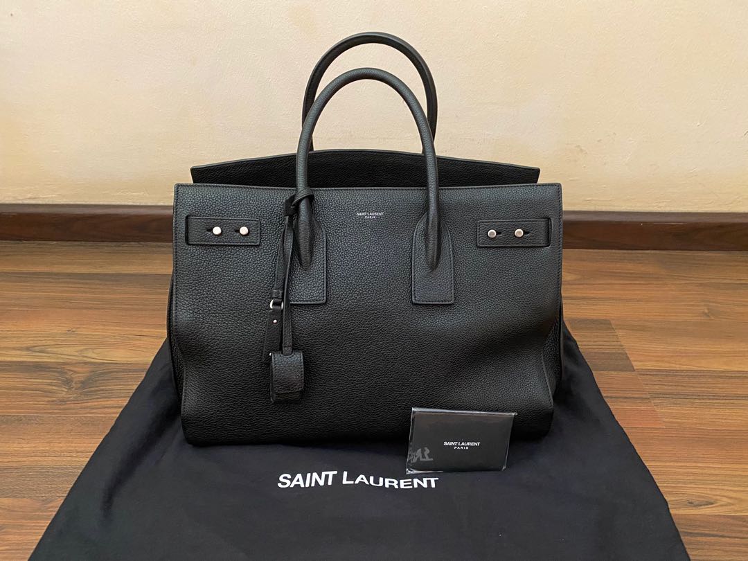 Sac De Jour Thin Large Leather Tote Bag in Brown - Saint Laurent