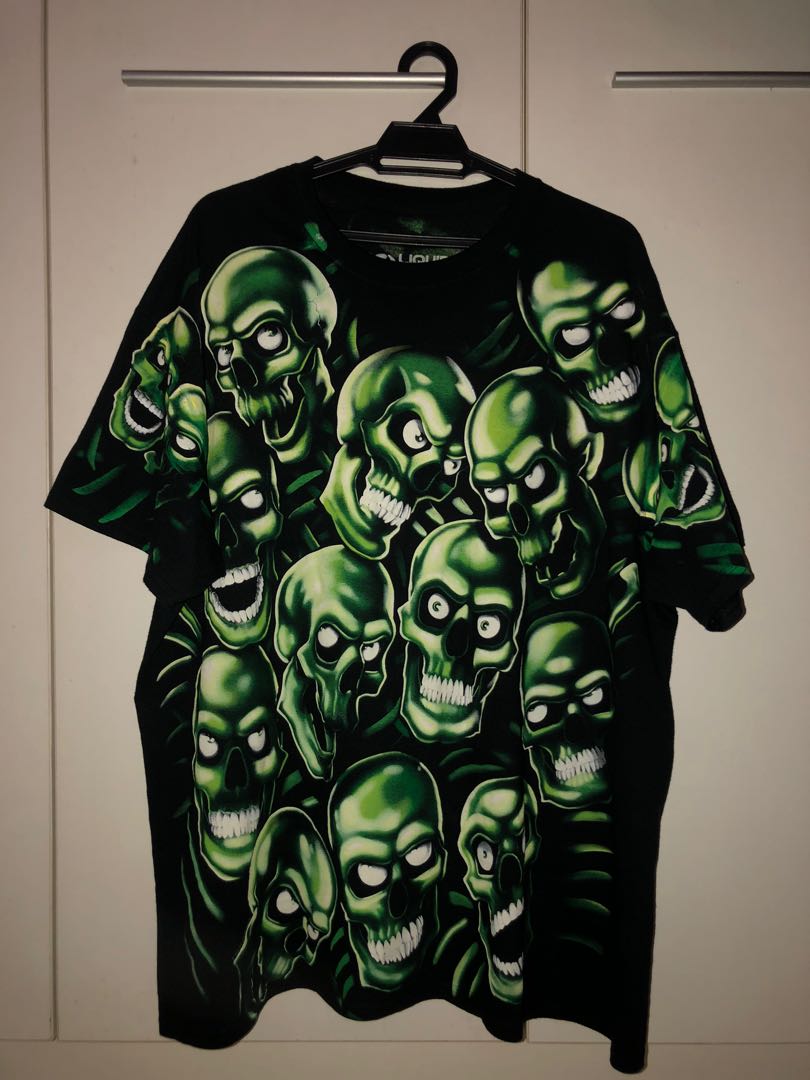 Liquid Blue Skull Pile Green Men s Fashion Tops Sets Tshirts