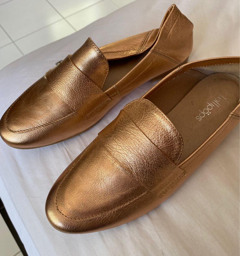 Gold shop loafer slides