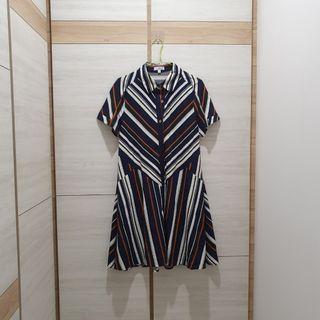Love Bonito Striped Flare Dress Size L