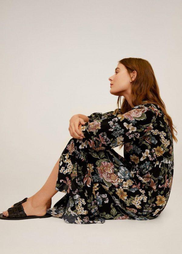 Mango black floral dress cheap