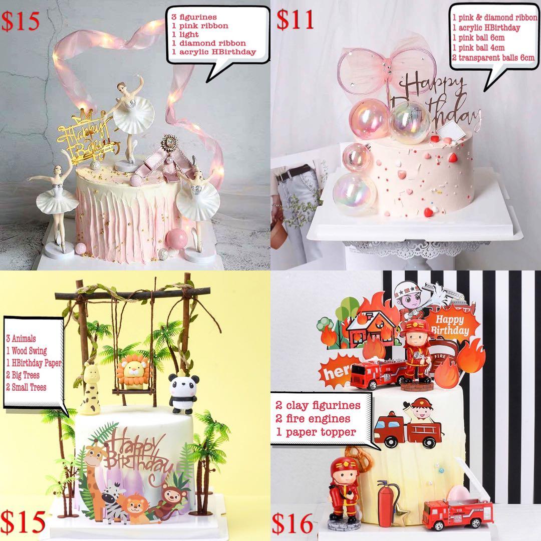 New Ballerina Ballet Animal Zoo Lady Birthday Cake Newborn Cute Baby Girl Ribbon Fire Fighter Engine Birthday Cake Topper Decoration Toys Figurines Toys Games Bricks Figurines On Carousell