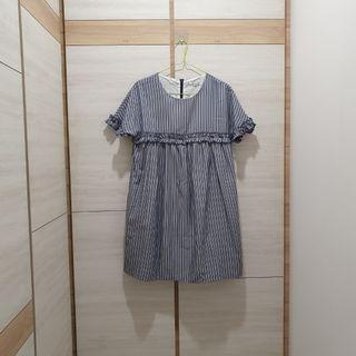 Ninth Collective Blue Striped Babydoll Dress Size L