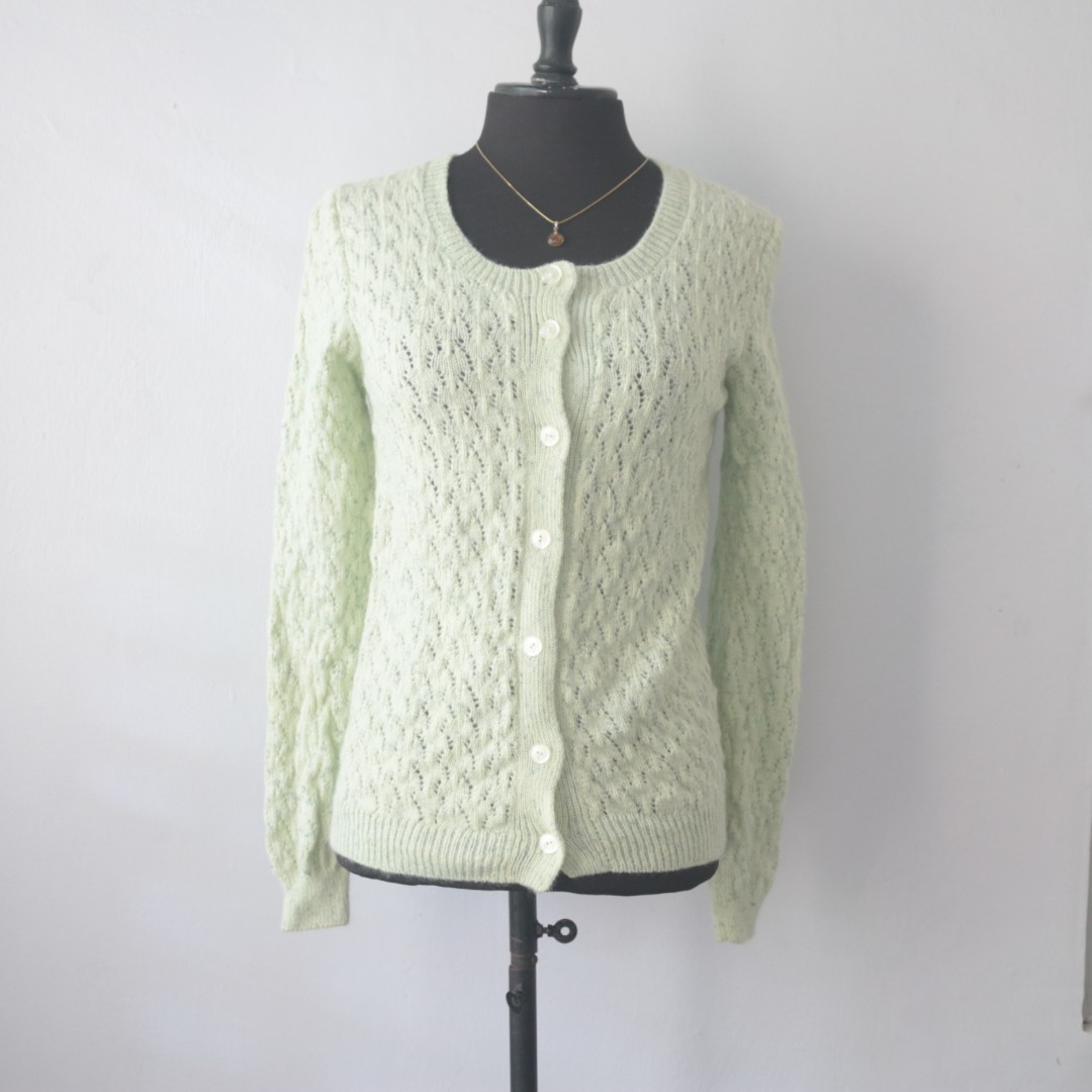 green crochet cardigan