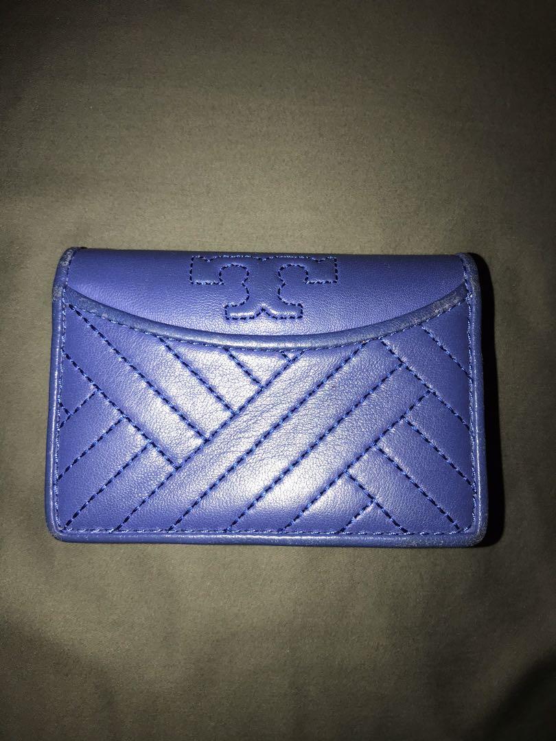 Preloved Authentic Tory Burch Blue Card Holder, Luxury, Bags & Wallets on  Carousell