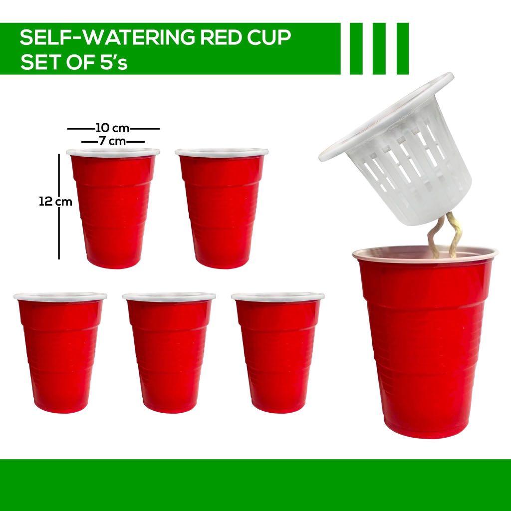 Self Watering Red Cup Set Of 5 Gardening Garden Tools Supplies On Carousell