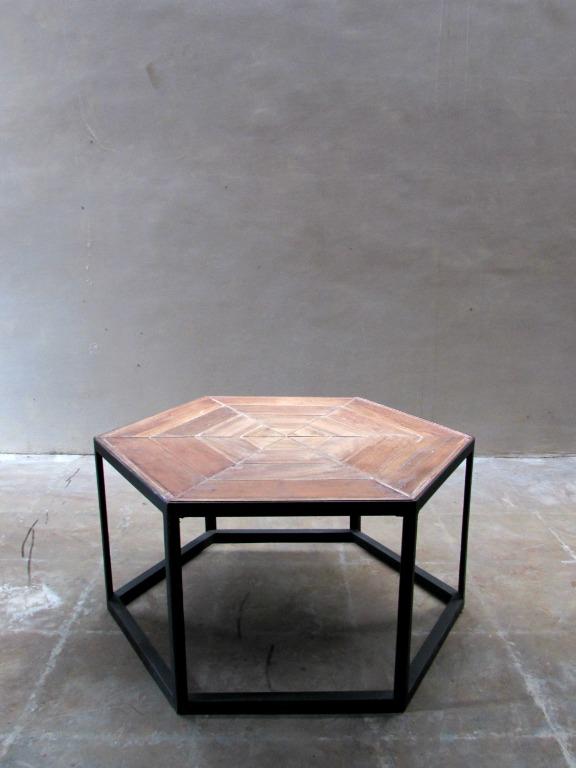 Wooden Hexagon Coffee Table (Category: Home Improvement Tools & Accessories) located in Paranaque City. Submitted by furniturepiecesph (Listing ID 1037265783, Image 3). Description: Material-Solid wood Top w/ Metal base Size-31.5" D; 27.5" W; 16" H WE DO CUSTOMIZE FURNITURE!!!.