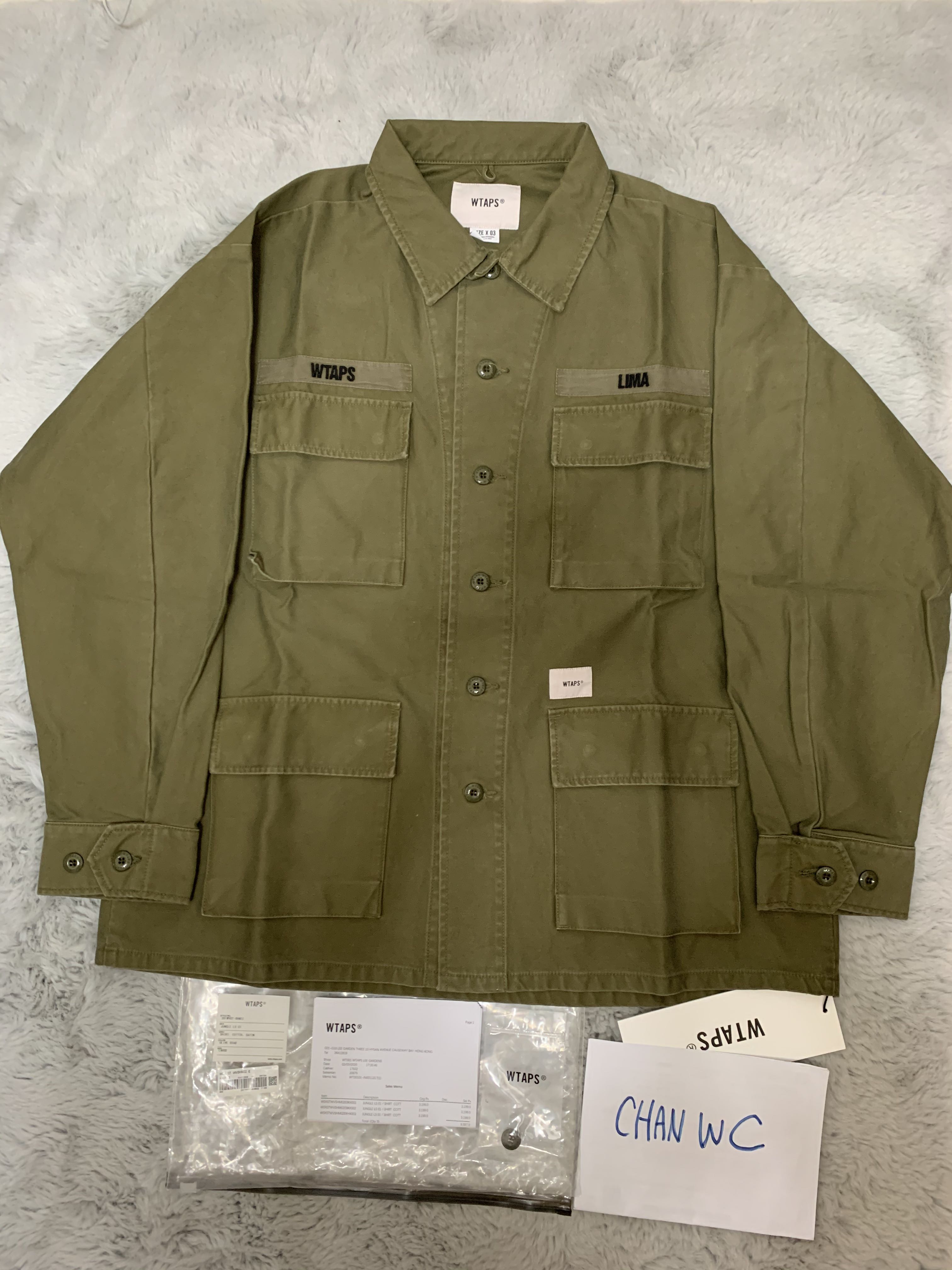 WTAPS 20SS Jungle Shirt LS / Olive Drab / Size 03 /100% new, 男裝