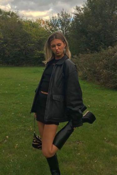 Y2k Oversized leather jacket, Women's 