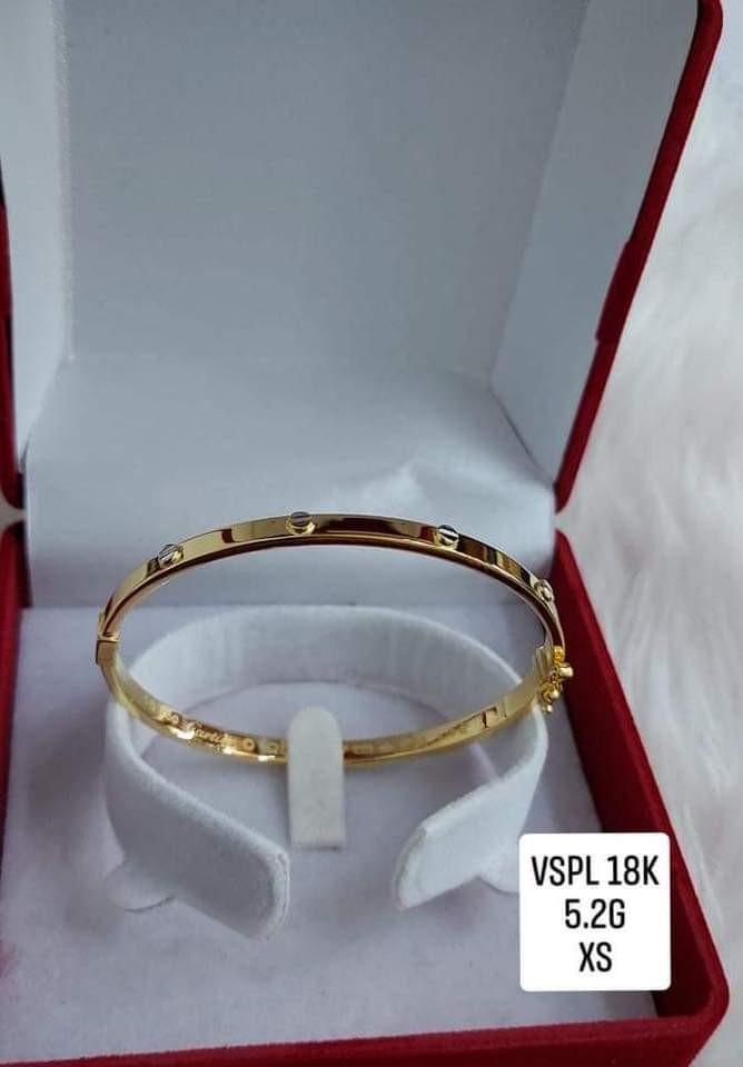 18k Gold Bangles Bracelet Women S Fashion Jewelry Organizers Bracelets On Carousell
