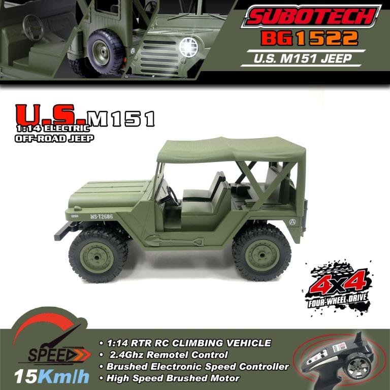 全新 速博subotech 1 14 Bg1522 U S M151 Jeep 2 4ghz 遙控越野車4輪驅動無段變速15km H 綠色 玩具 遊戲類 玩具 Carousell
