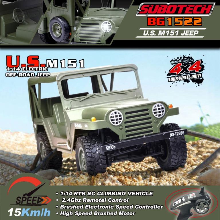 全新 速博subotech 1 14 Bg1522 U S M151 Jeep 2 4ghz 遙控越野車4輪驅動無段變速15km H 綠色 玩具 遊戲類 玩具 Carousell