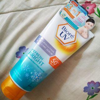🌻😎🌞🏖️ Bioré/Biore UV Anti-pollution Body Care Serum Sunscreen / Sun Block : Refresh Bright SPF 50+ PA+++ 150ml (the biggie size!)