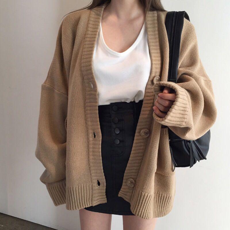 brown oversized cardigan