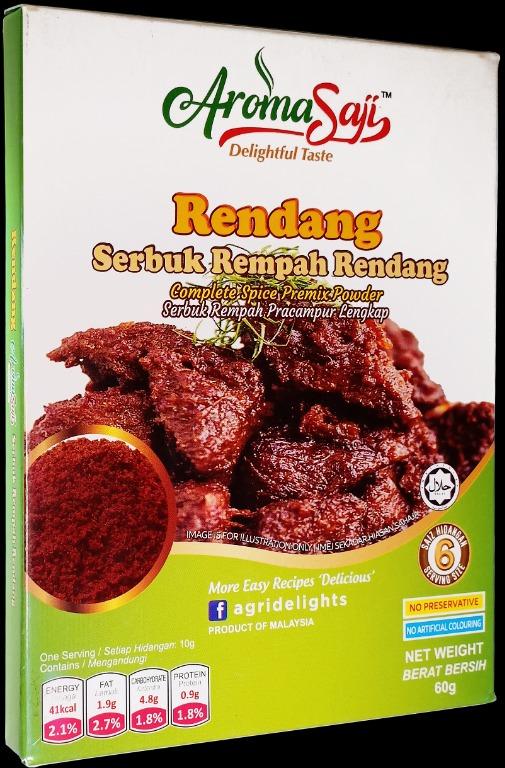 Aromasaji Serbuk Rempah Rendang 60g Food Drinks Local Delights Halal Main Meals On Carousell