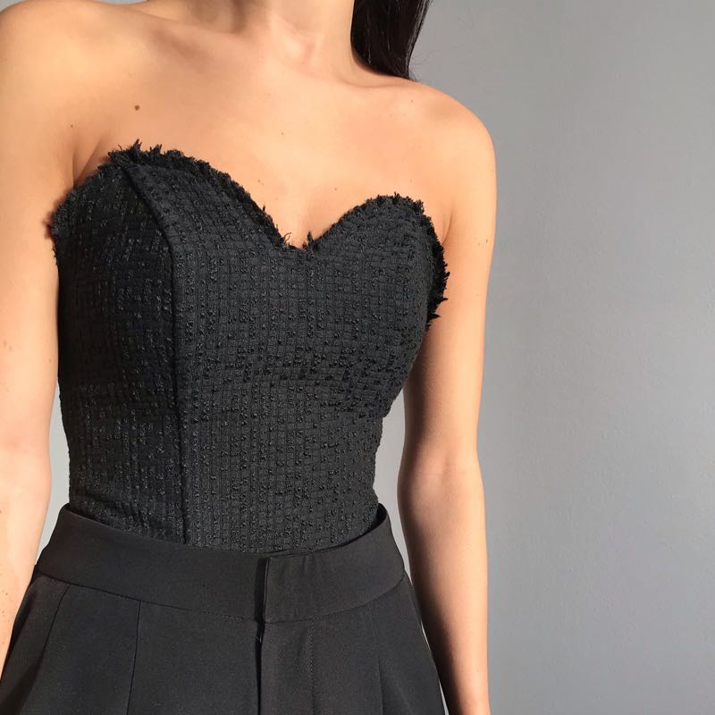 black bustier top