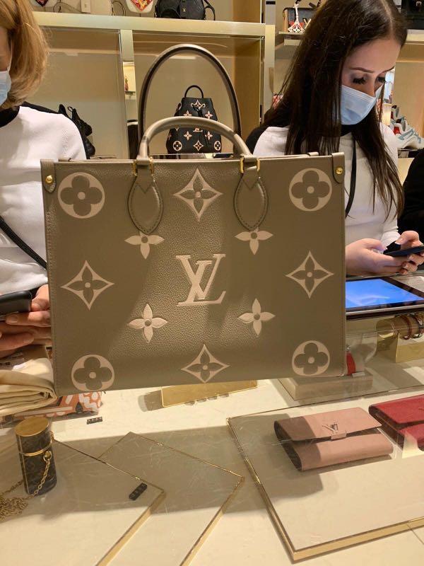 💕BNIB💕Louis Vuitton Onthego MM Turtledove Monogram Empreinte Leather Bag