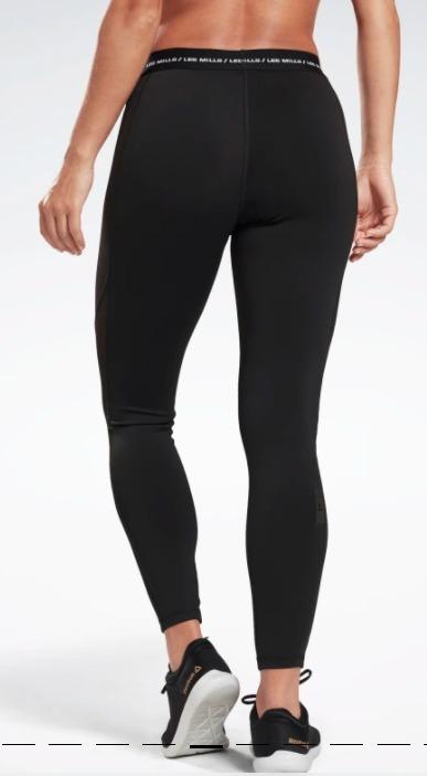 Reebok Training high shine high waisted panelled leggings in black