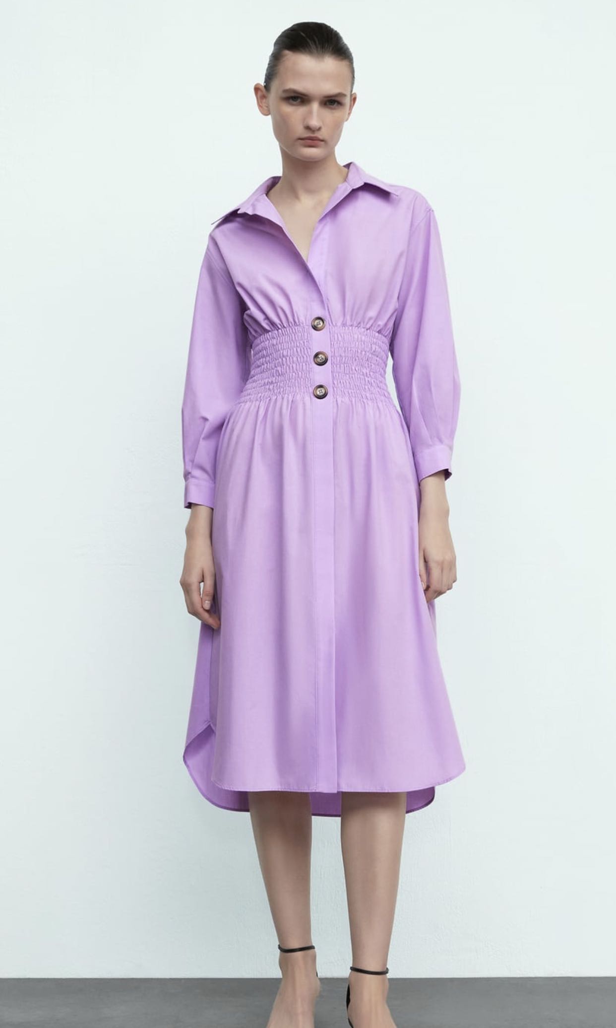 BNWT Zara Lilac Shirt Dress with ...