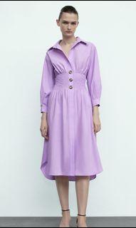 BNWT Zara Lilac Shirt Dress with Elastic Waist