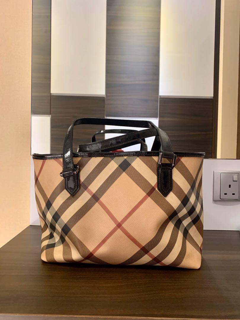 Burberry nova check small tote deals
