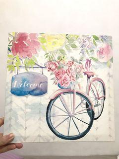 Canvas watercolor welcome size 28x28cm