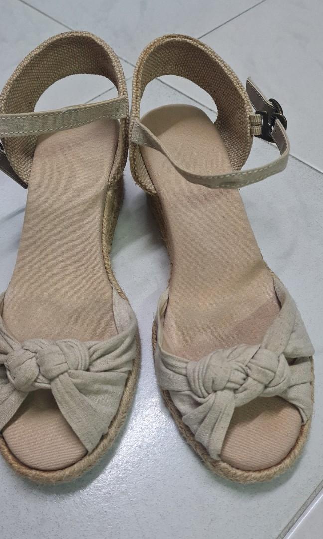 cream wedge heels