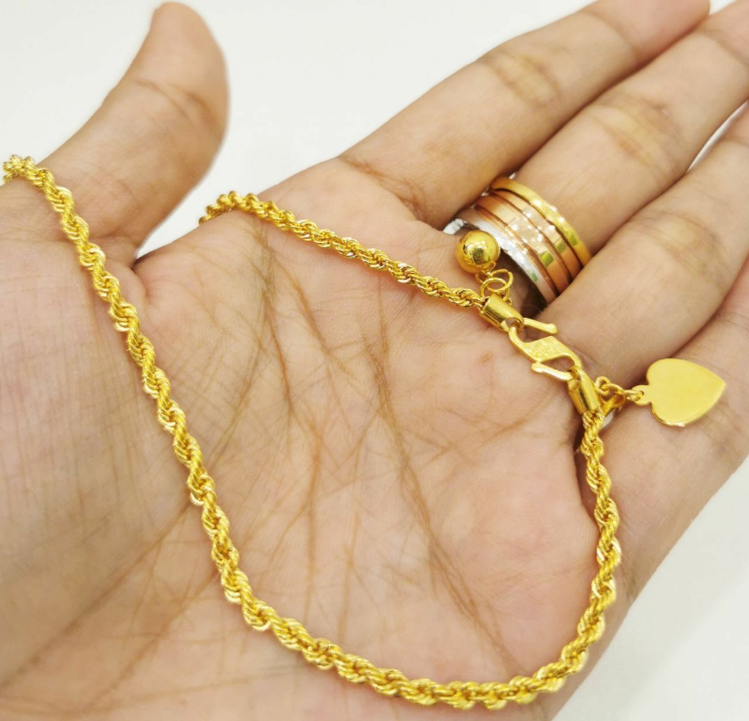 Gelang Kaki Emas 916 (26.2cm), Women's Fashion, Jewellery on ...