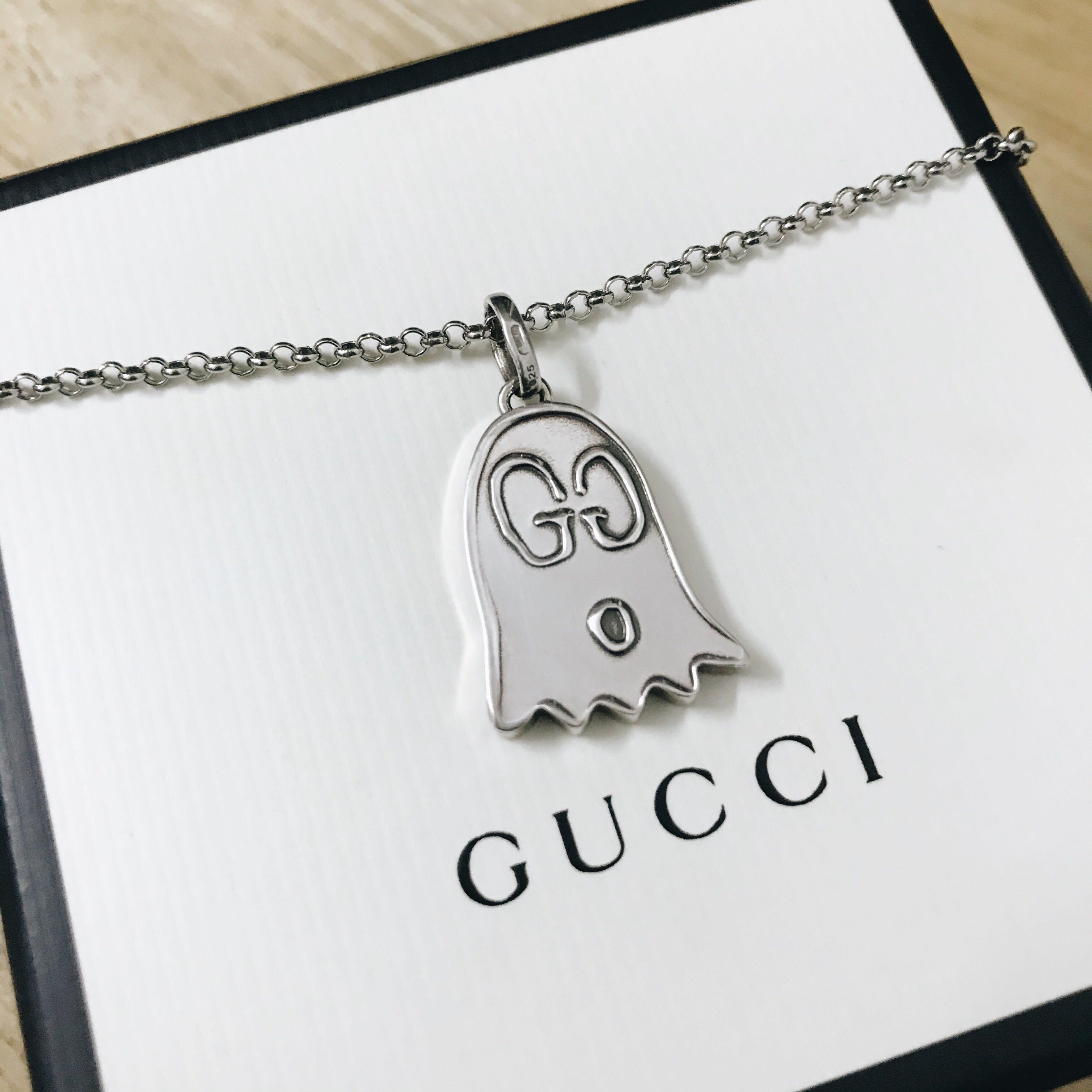 GUCCI Ghost Red Enamel Sterling Silver Necklace Pendant W/Box Pouch | eBay