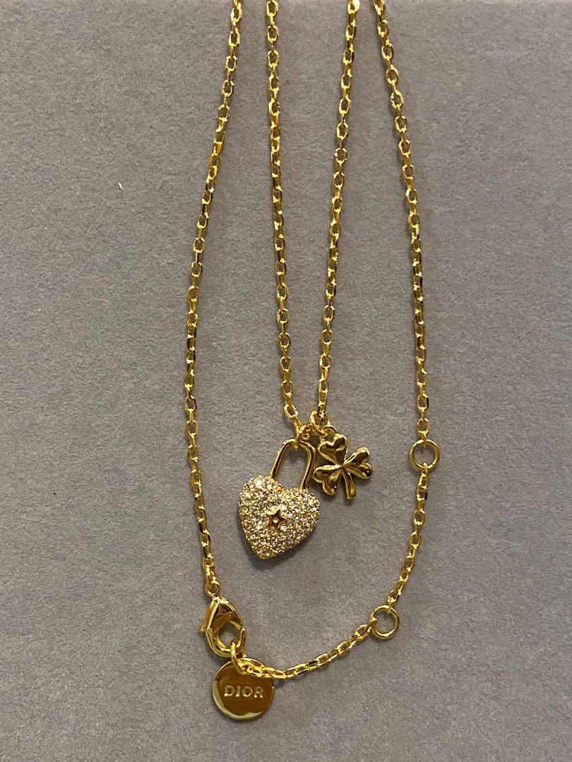 Heart lock and clover necklace