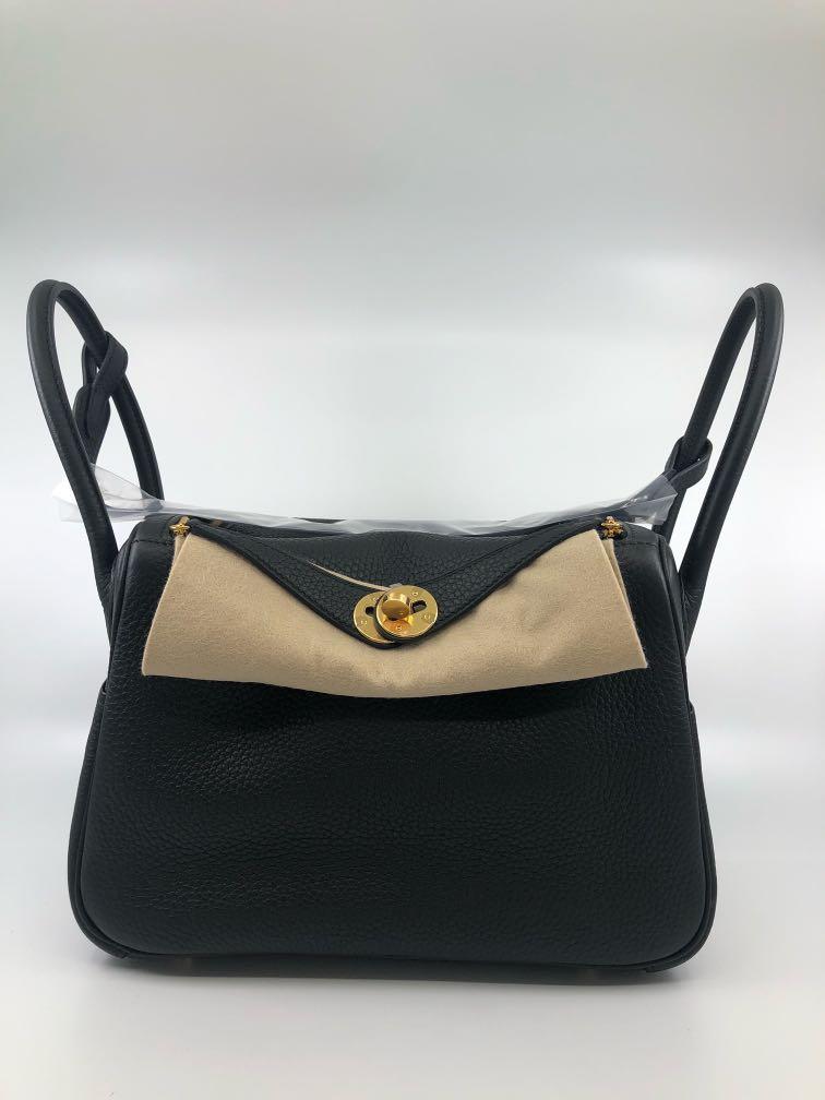 Hermes Lindy 26 TC Black Gold Hardware, 名牌, 手袋及銀包- Carousell