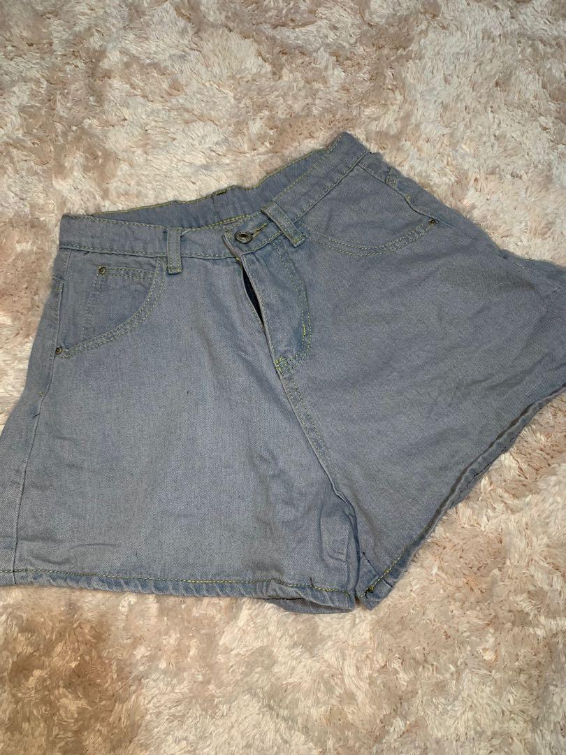 High waist shorts (Category: Shorts) located in Manila. Submitted by bchrssm (Listing ID 1037580198, Image 1). Description: Clean cut Gray-ish color Wide leg, looks like a skirt when worn Size 24 on measuring tape.