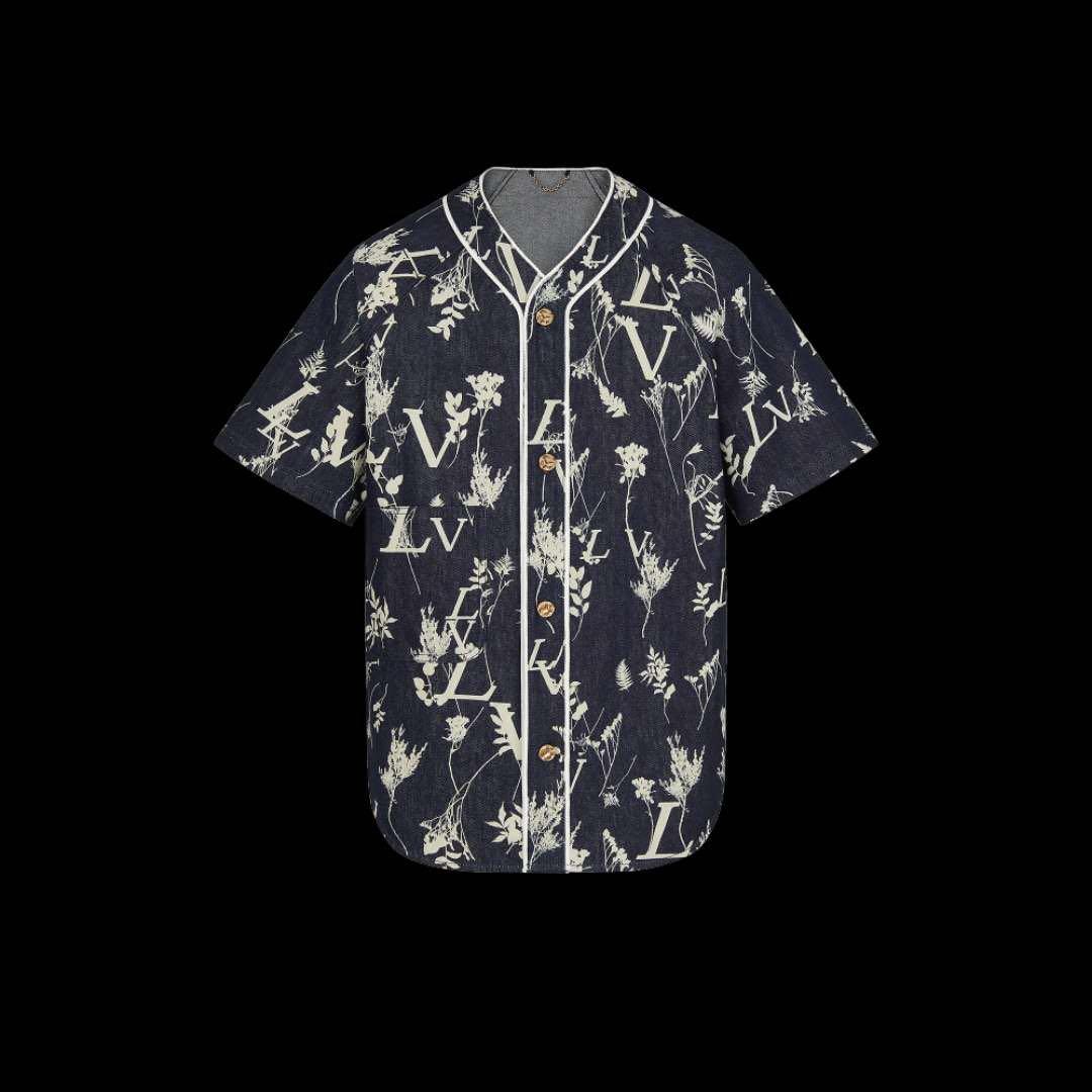 Louis Vuitton LV Leaf Denim Baseball Shirt, 名牌, 服裝- Carousell