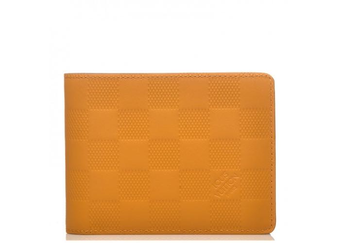 Louis Vuitton Orange Damier Infini Leather Slender Wallet, Luxury