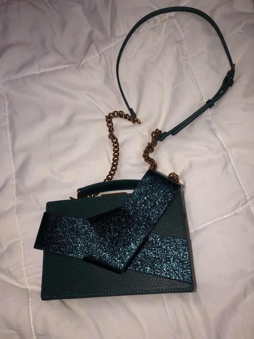 Metallic ribbon top handle sales bag