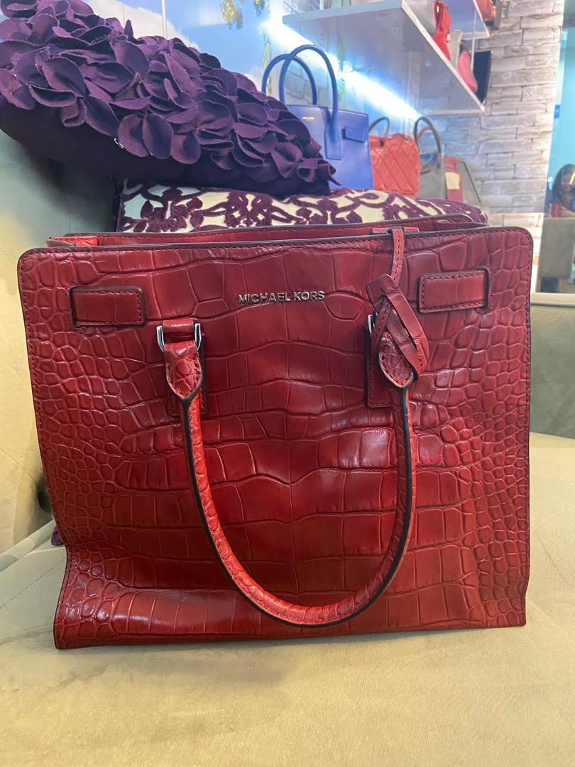 MICHAEL Michael Kors 'dillon' Crocodile Effect Tote in Red