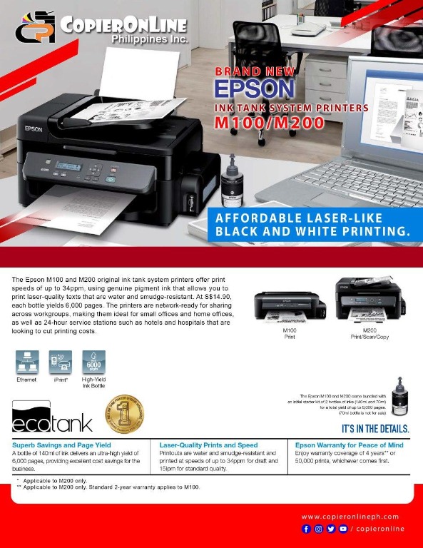 Model Epson M200 Computers Tech Printers Scanners Copiers On Carousell