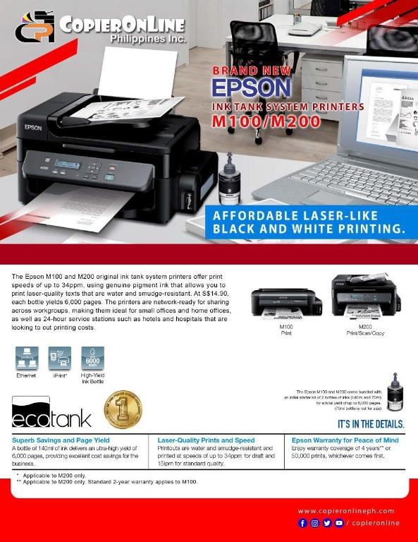 Model Epson M200 Electronics Printers Scanners On Carousell