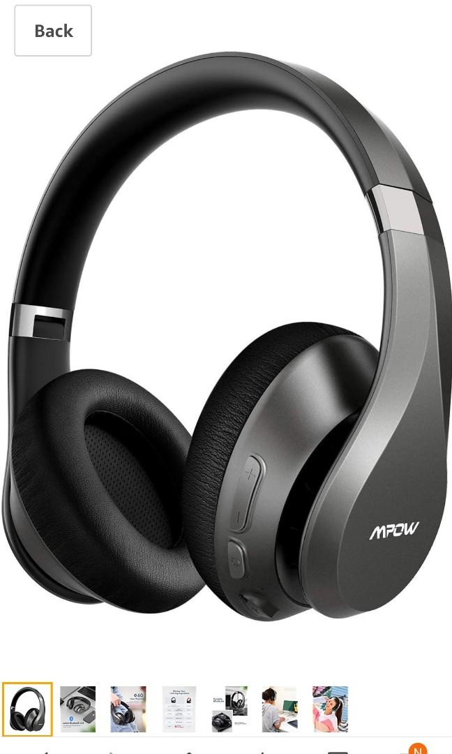 Mpow H20 Upgraded 059 Bluetooth Headphones Over Ear 60 Hours Playtime Wireless Headphones Latest CVC 8.0 Mic Hi Fi Deep Bass Comfortable Protein Earpads for Travel Online Class Home Office Audio Headp...