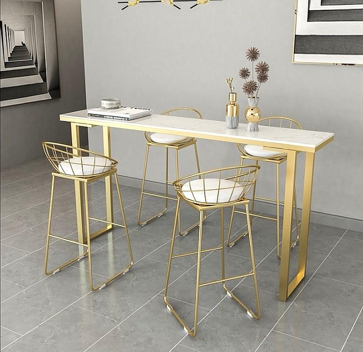 Nest Bar Set 5 Pcs Gold Metal High Table 4 Chairs Stools Modern Luxury Furniture Home Living Tables Sets On Carou Table 4 Chairs Stools Modern Luxury, Gold Bar Table And Stools