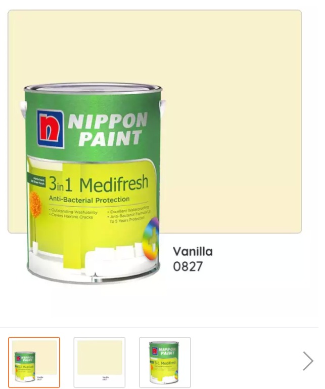 Nippon Paint 3-In-1 Medifresh 0827 (Vanilla) 1L, Everything Else On  Carousell