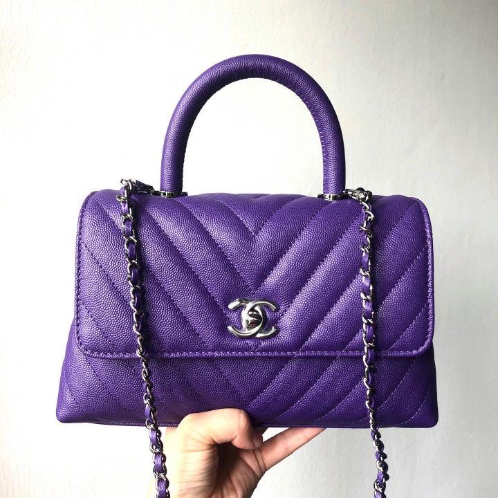 ON CONSIGNMENT] Authentic Chanel Royal Purple Caviar Mini/Small Coco Handle,  Luxury, Bags & Wallets on Carousell