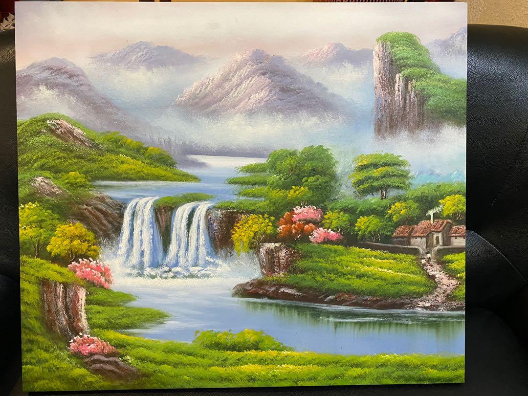 Acrylic Paint on Canvas with Frame (Calming Scenery), Design & Craft, Art &  Prints on Carousell